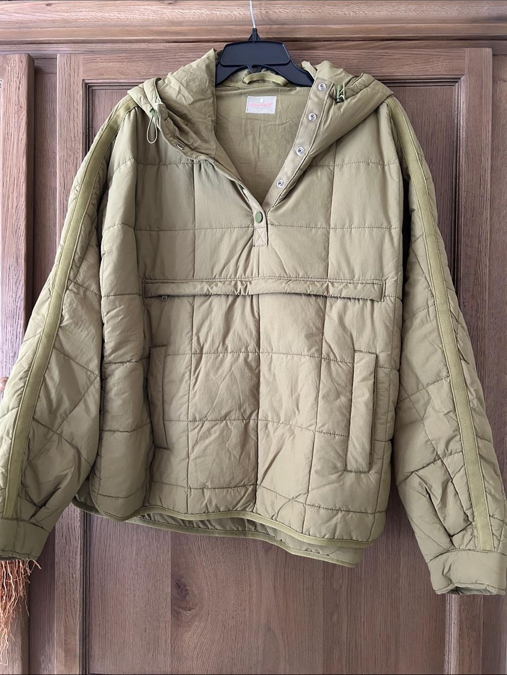 FP Movement Pippa Packable Puffer Pullover Front Side Pockets L Pea Green Olive
